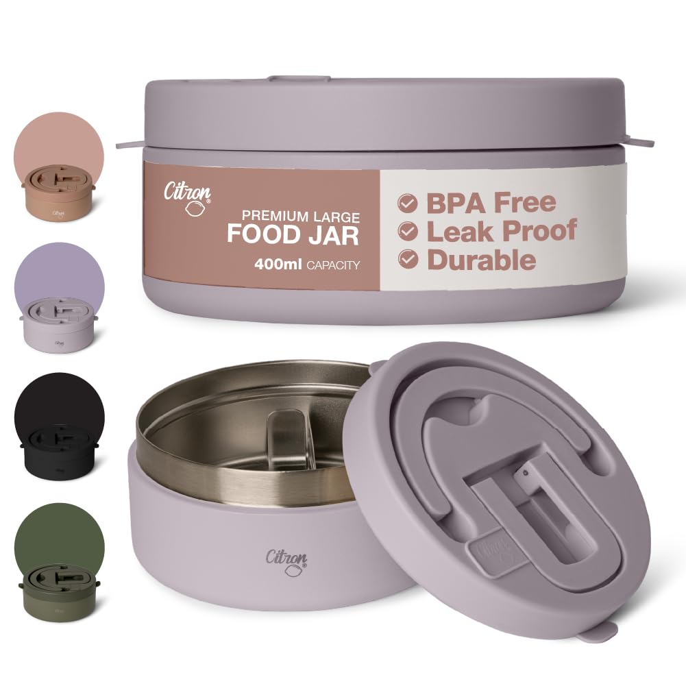 Vacuum Insulated Food Jar for Kids & Adults | BPA Free Food Thermos | Travel Hot Food Container- 400 ml Purple