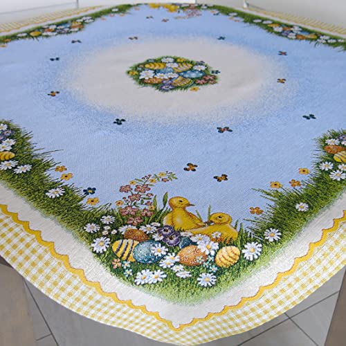 Tablecloth Easter Swan Tapestry Golden Thread Eggs Flowers Table Linens For Square Or Rectangle Table Fabric Multicolor Table Cloth (54In X 102In) #TOP1