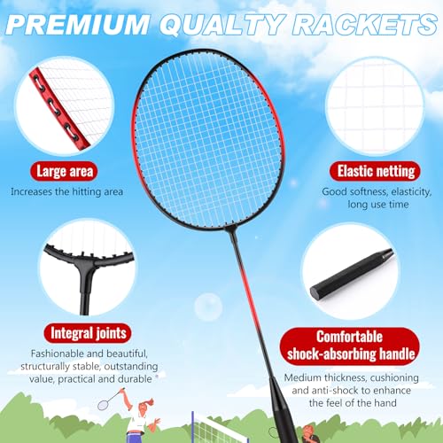 Image of 12 Pack Badminton Rackets Set Including Badminton Racquets, Nylon Shuttlecocks and Carry Bag for Outdoor Backyard Games Beginners