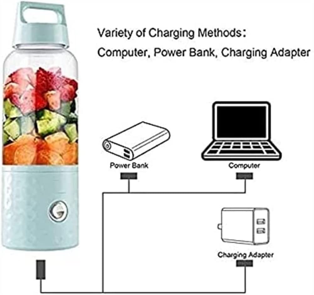 Przenośny blender do koktajli i smoothie, ładowany przez USB blender osobisty, miniaturowy ręczny blender do soków w podróży, do sportu, do kuchni (kolor: różowy) (niebieski)