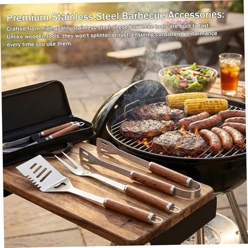 Set de 4 utensilios para parrilla en acero inoxidable miniatura 4