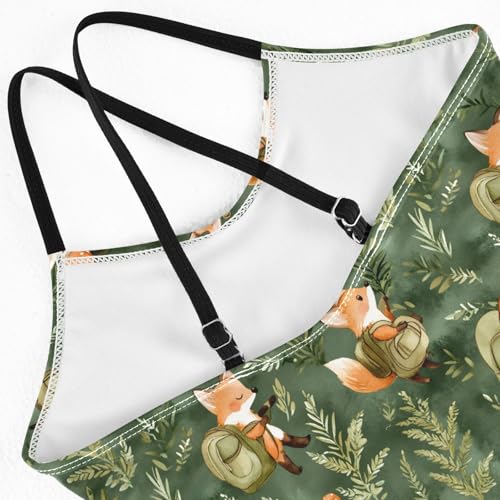 senya Girls Swimsuits One-Piece Swimwear Tie Bathing Suit Beach Summer Round Neck 5-6T Cute Fox Pattern4