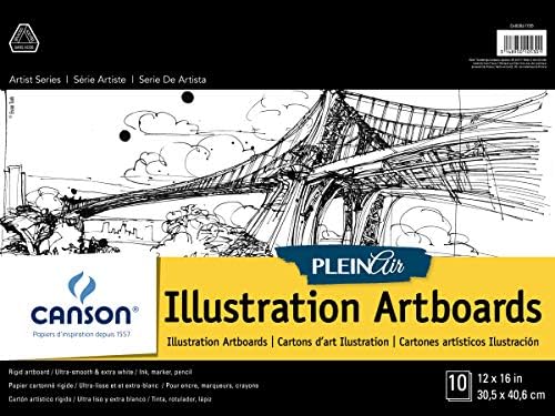 Canson Artist Series Plein Air Illustration Paper, Fold Over Art Board, 12x16 inches, 10 Sheets - Artist Paper for Adults and Students - Colored Pencil, Marker, Ink, Pen
