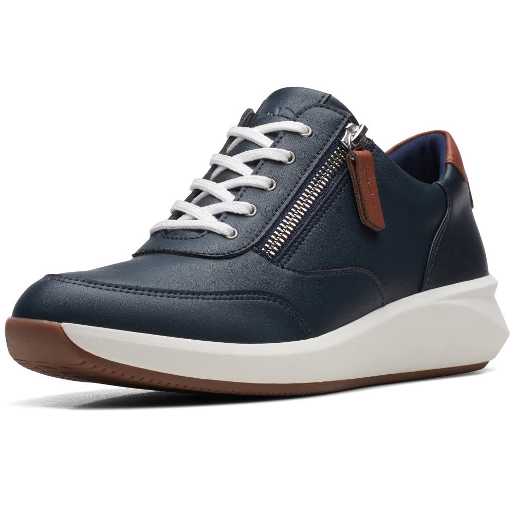 Clarks Womens Un Rio Zip Sneaker, Blue, 5.5 UK