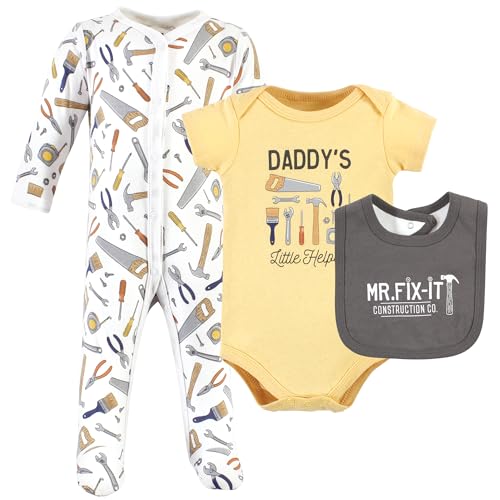 Image of Hudson Baby Unisex Cotton Sleep and Play, Bodysuit and Bandana Bib Set