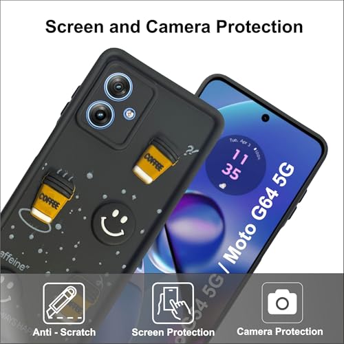 Image of SBMS Silicone Back Cover Case for Motorola G54 5G / Moto G64 5G | Cute Fun 3D Cartoon, Coffee Design Silicone Case | Camera Protection Bump | Shockproof Back Cover Case for Moto G54 (Coffe Mug Black)