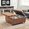 Redlife 35 inch large ottoman with storage large square ottoman with storage for living room lift top ottoman coffee table tufted upholstered storage ottoman oversized ottoman brown leathaire  urban country home decor