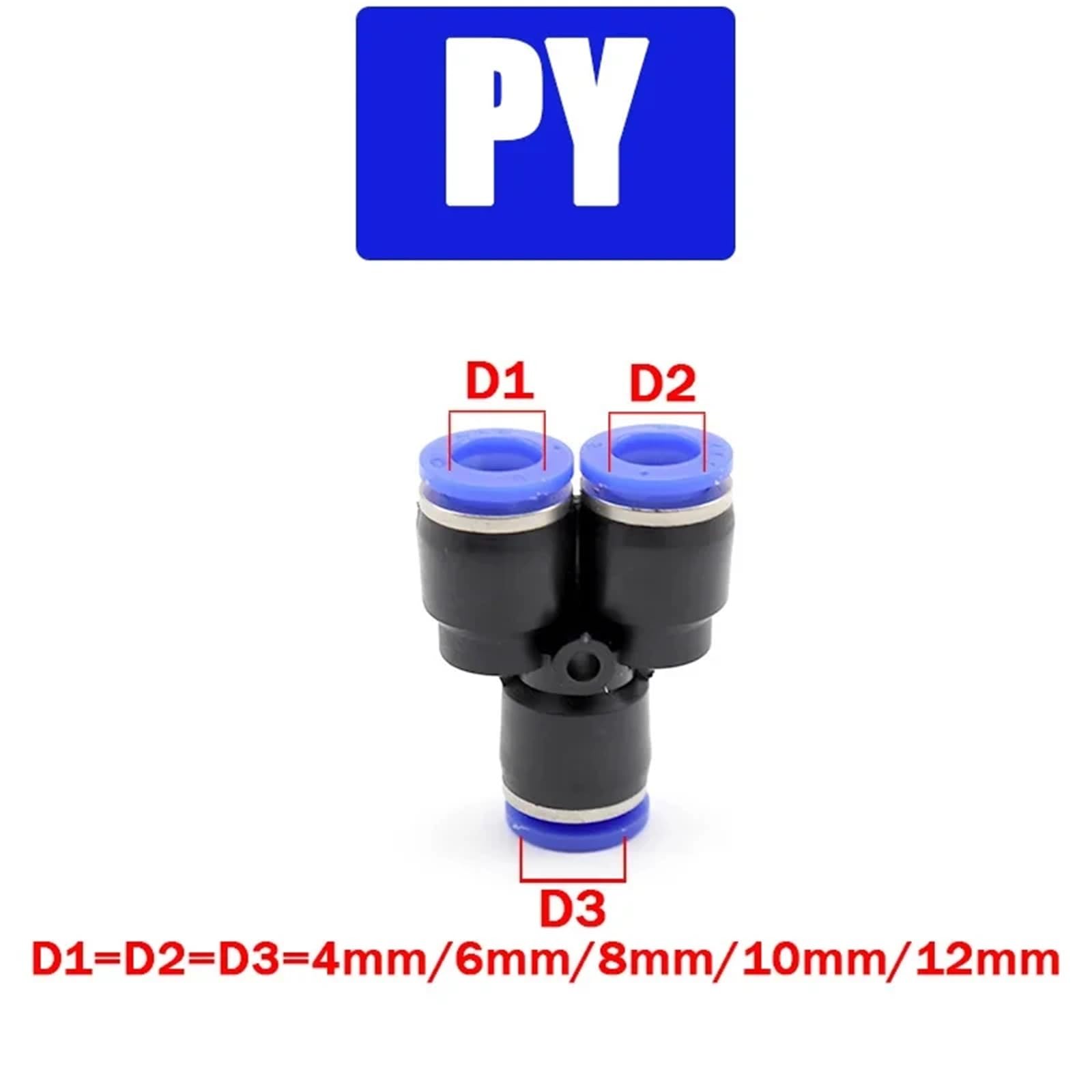 1 pieza de accesorios neumáticos de aire PU PV PY PE de 4 mm, 6 mm, 8 mm, 10 mm y 12 mm, accesorios de plástico for mangueras, acoplamientos rápidos y conectores de tuberías.(PY,50 PCS,OD 4mm)