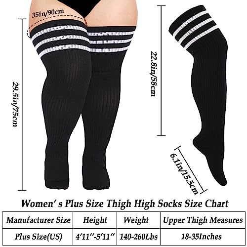 Image of Moon Wood Plus Size Thigh High Socks for Thick Thighs- Womens Knit Cotton Extra Long Over the Knee High Socks Leg Warmer