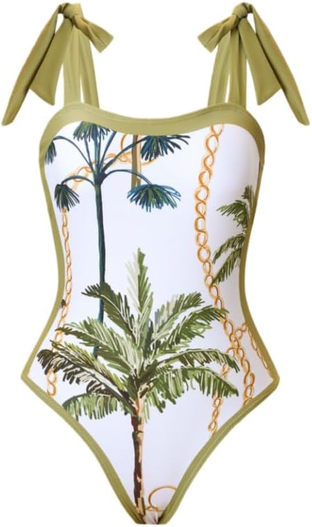 Elegant Women's Seaside Print Halter one-Piece Swimsuit with a Soft Tulle Skirt, a Figure-Flattering Vacation Swimwear Piece.