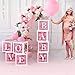 POSHBEBE Baby Shower Decorations for Girl and Boy - 4 Clear Boxes with LOVE and BABY Stickers - Gender Reveal Transparent Box for Balloons,Birthday, Bridal Shower And Wedding Decorations