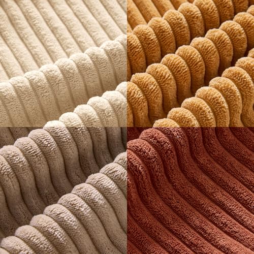 Image of MIULEE Boho Farmhouse Terra Cotta Throw Pillow Covers 18x18 Inch Set of 4 Mordern Nordic Fall Cushion Covers Soft Corduroy Home Decor for Couch Bed Sofa Living Room