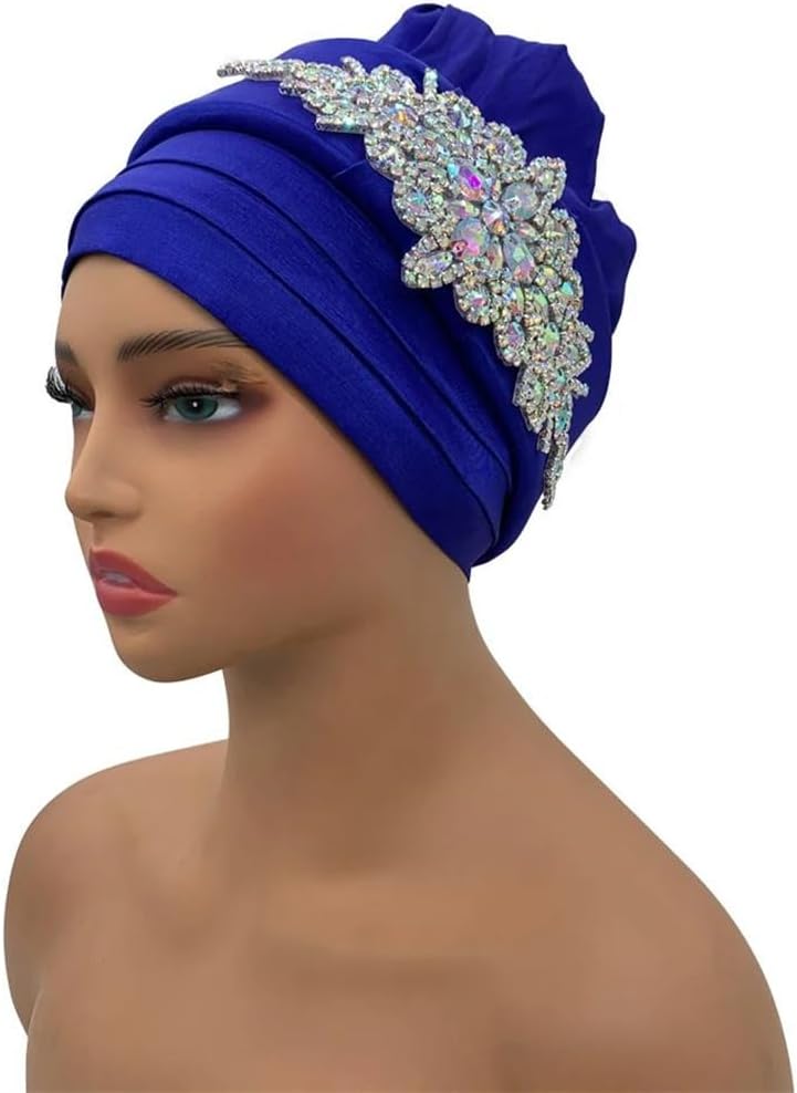 Women Diamonds Turban Cap Fashion Headwrap African Nigeria Wedding Party Auto Hat