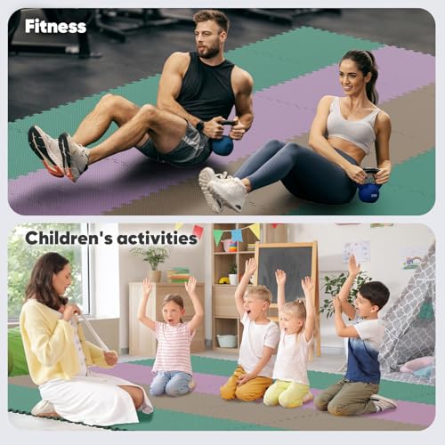 Image of 24 Pack Home Gym Mat, Puzzle Exercise Mat, EVA Interlocking Foam Floor Tiles for Home Workout Equipment and Kids' Play Areas - Blue, 24 in x 24 in x in - (Pink, 24 Pack(96 SQ FT))