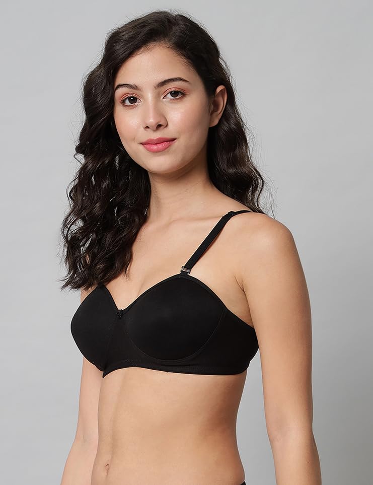 Image of SPUNN Women's Cotton Blend Light Padded Wirefree T-Shirt Bra Combo