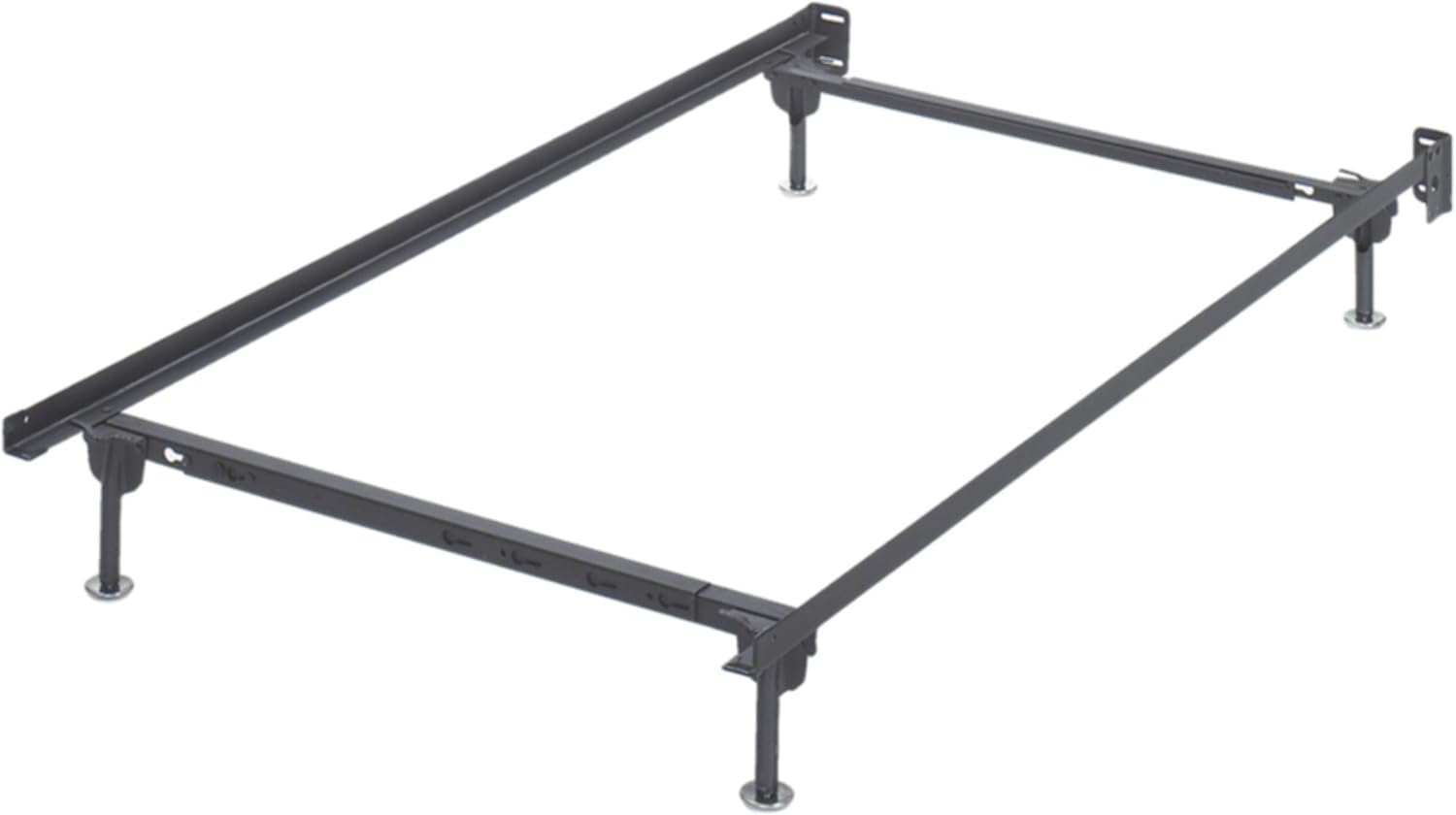 Signature Design by Ashley Adjustable Metal Bolt on Bed Base Frame with Protective Floor Glides, Queen, Black