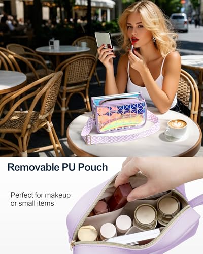 Image of PACKISM Clear Bag for Stadium Events - Clear Purses for Women Transparent Crossbody Messenger Bag for Concerts Game Day