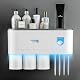 SKOFRI Toothbrush Holders for Bathrooms, 3 Cups Wall Mounted with Toothpaste Dispenser, Large Capacity Tray, Cosmetic Drawer and 4 Brush Slots with Cover Tooth Brush Holder Plastic, white Product Image 1