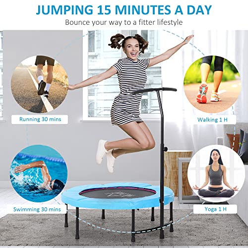 HOMCOM 40" Fitness Trampoline with Adjustable Handle, Rebounder Trampoline, Mini Jumper for Indoor Exercise Workout - Image 4