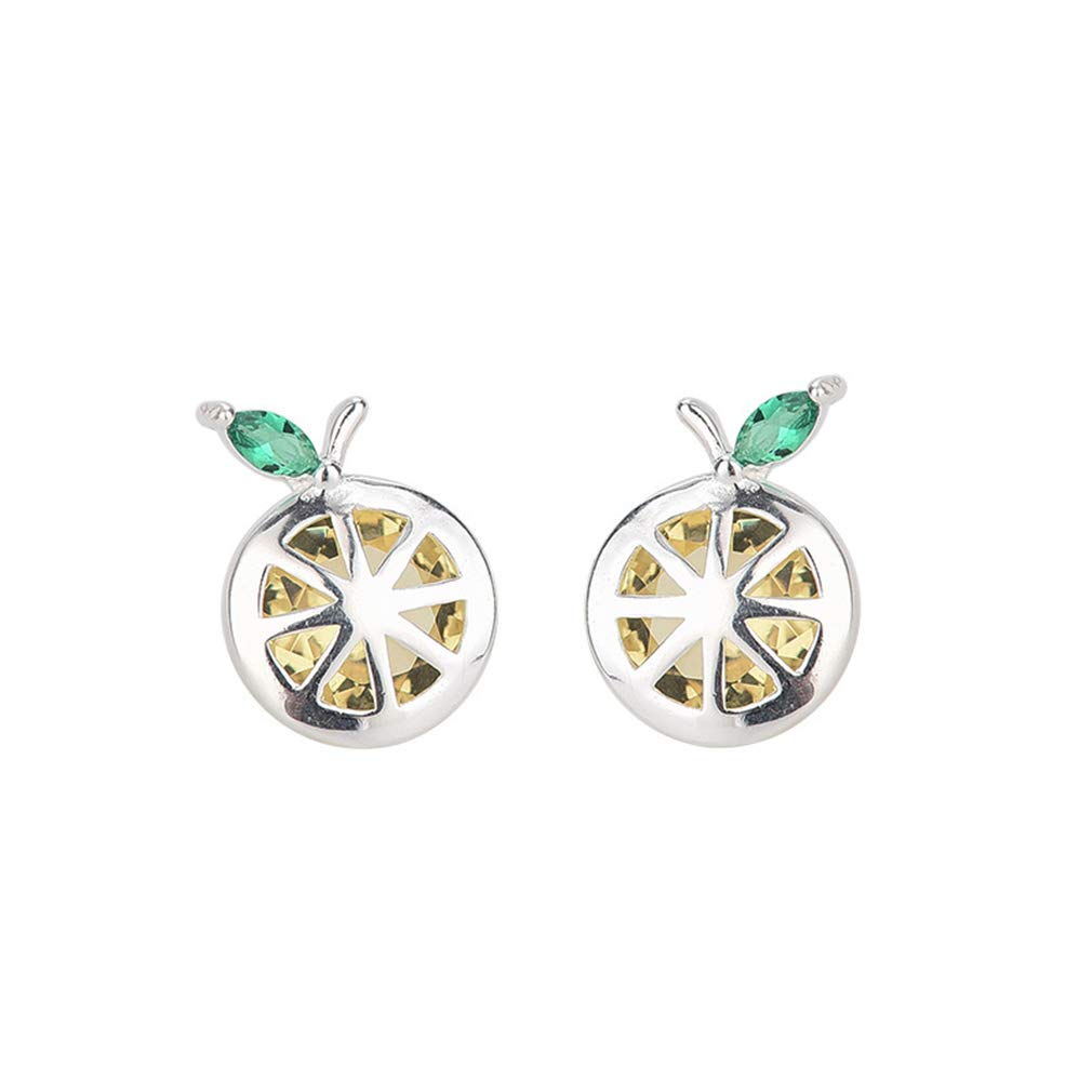 YAZILINDS925 Sterling Silver Earrings Lemon Shape Lovely Fruit Stud Earring Women Girls Ear Jewelry