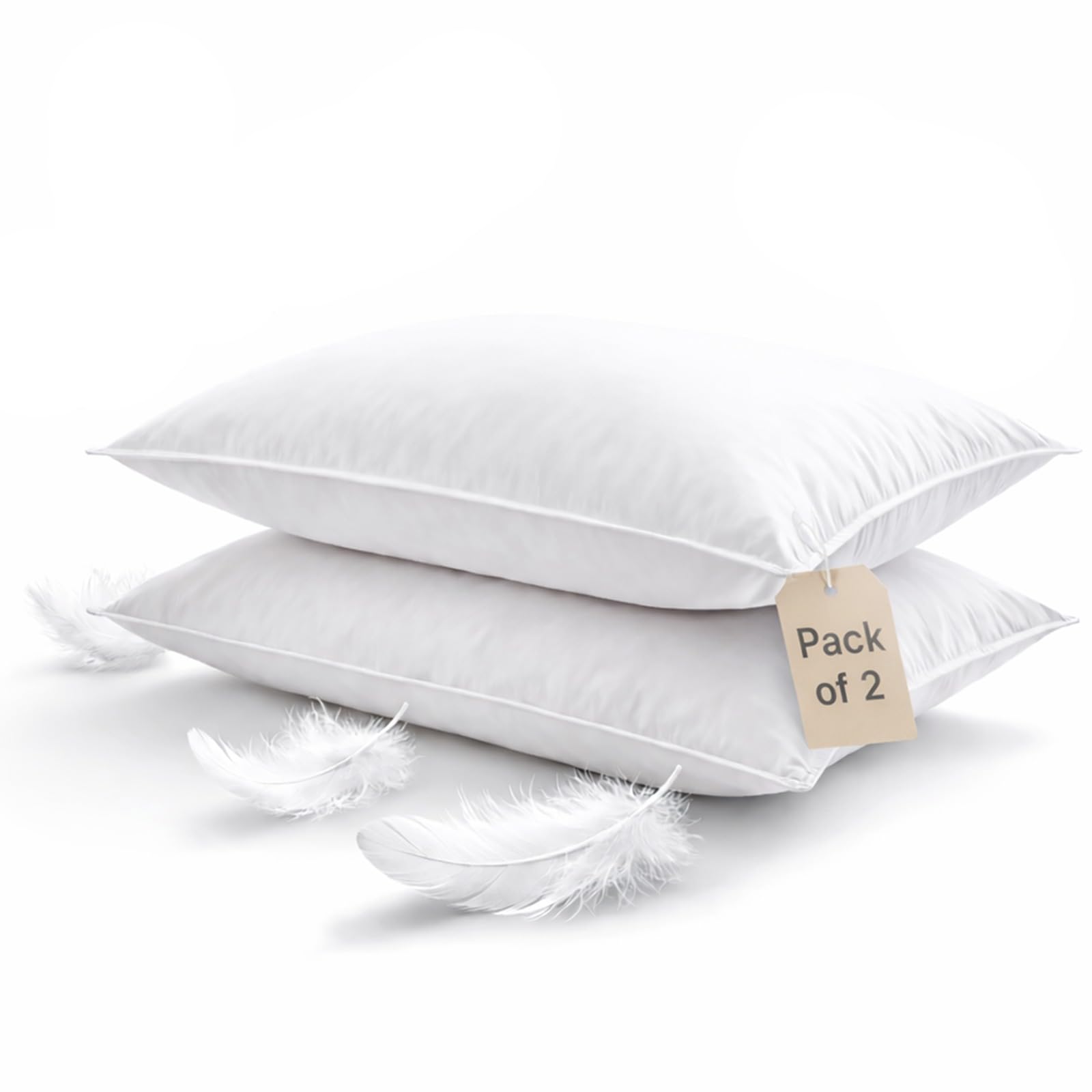 Lifestyle comfort ltd LSC Luxury White Duck Feather and Down Pillows Comfy Hotel Quality Pillow Pair Soft Duck Feather Filling 100% Polyester Cover Bed Pillows for Side Back Sleeping (pack of 2)