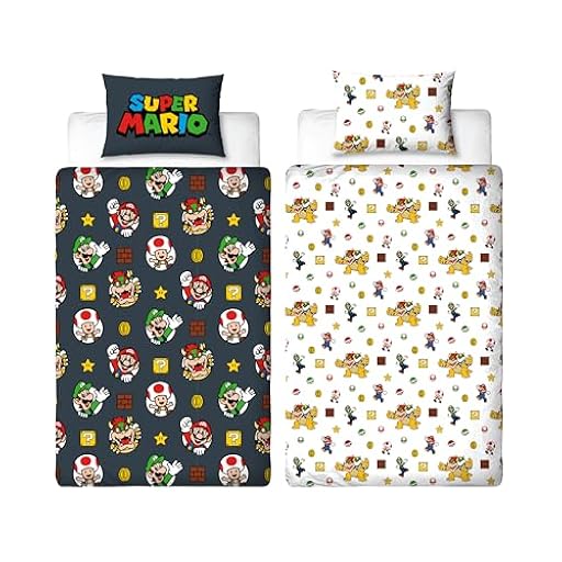 Nintendo Super Mario - Juego de Funda de edredón Oficial para Cama Individual con diseño de Mario, Luigi y Bowser | Funda de Cama Reversible Negra de 2 Caras, Producto Oficial Incluye Funda de | Ya disponible en tu tienda friki favorita! En mundofriki.es! Nintendo Super Mario - Juego de Funda de edredón Oficial para Cama Individual con diseño de Mario, Luigi y Bowser | Funda de Cama Reversible Negra de 2 Caras, Producto Oficial Incluye Funda de | Ya disponible en tu tienda friki favorita! En mundofriki.es!