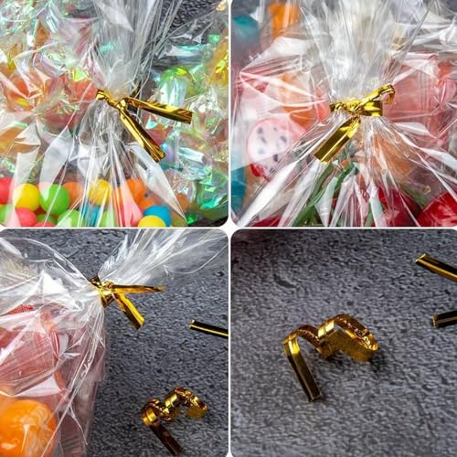 Miniatura 9 de 200 Bolsas De Celofán Grandes 20 X 30 Cm Con Cintas Metálicas - Transparentes Para Embalaje