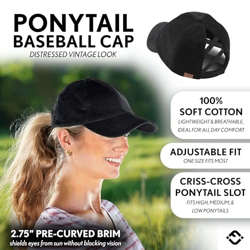 Image of Funky Junque Womens Baseball Cap Dad Hat Ponytail Messy Bun Trucker Ponycap