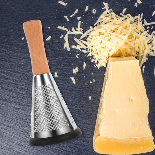 Rallador de queso multifuncional acero inoxidable con mango de madera miniatura 5