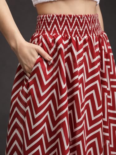 Image of Nexsus Apparels Women Flared Viscose Rayon Trousers | Flared Printed Palazzo |Elasticated Waist Loose-fit & Regular, Casual Wear (Free Size 26 to 42 Waist) Pant| Available in Plus Size's