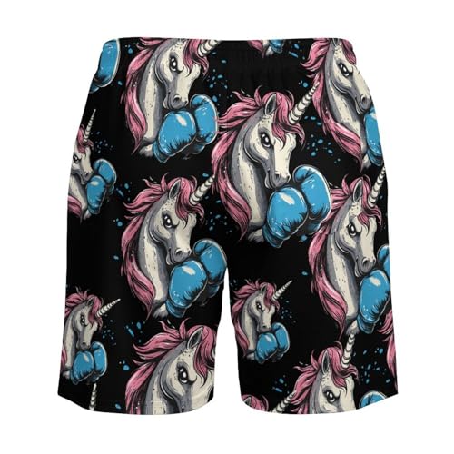 Boxing Unicorm Boxer Beach Shorts for Men Swim Trunks Quick Dry Swim Shorts with Compression Liner Pocket4