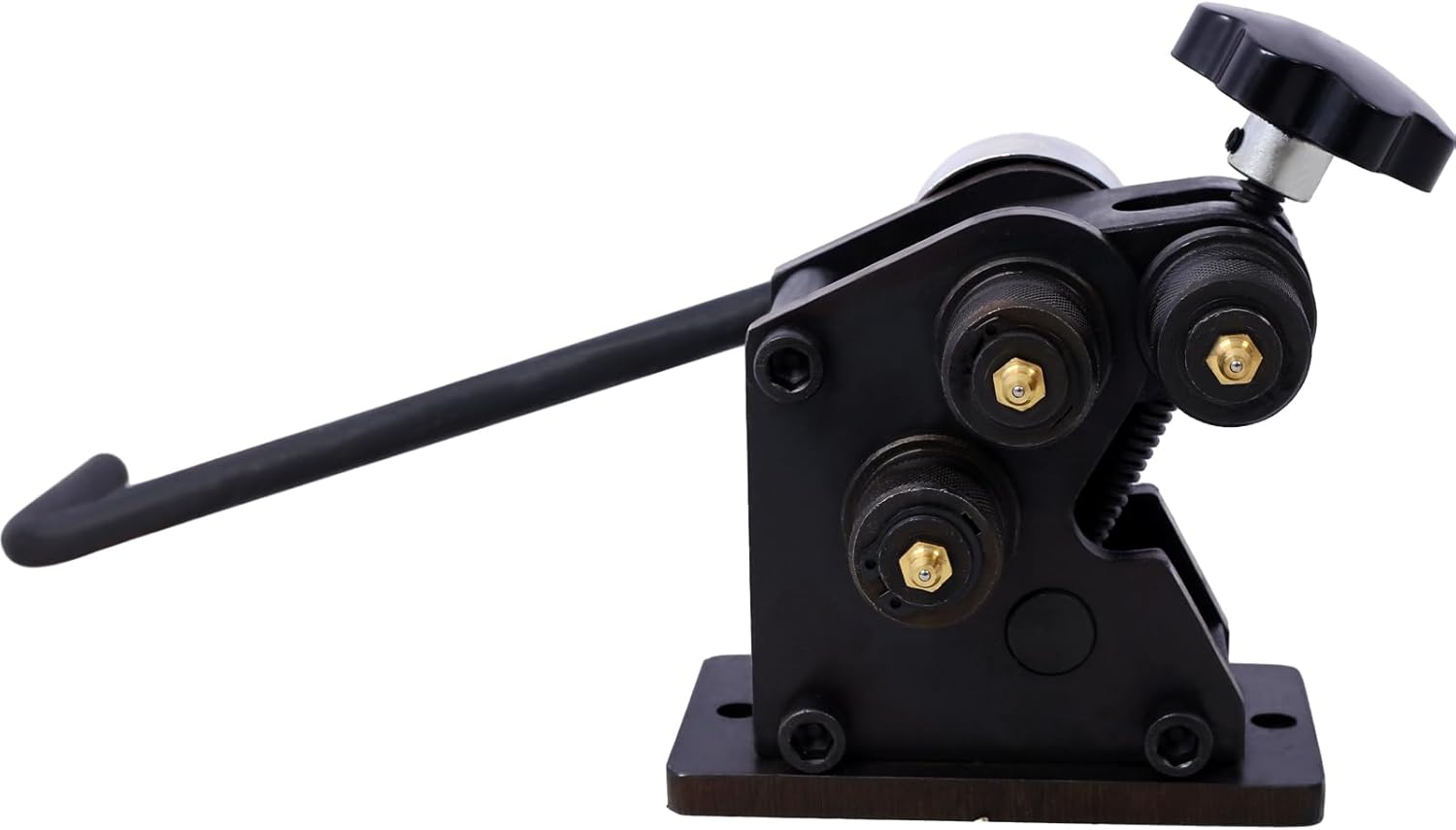 Ring Roll Bender, 3 Inch Manual Roller Bender, Manual Sheet Steel Ring Roll Bender up to 1/4" Round bar and 1" x 3/16" Flat bar, Hardened Steel Portable Hand Crank Ring Roller 13-1/2" Long Handle