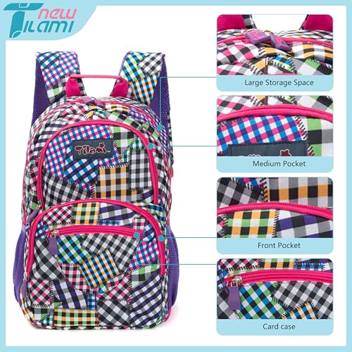 NEW TILAMI 14 Inch kid Toddler Backpack Boys Girls School Bag Kindergarten Elementary Cute Backpacks, Patchwork4