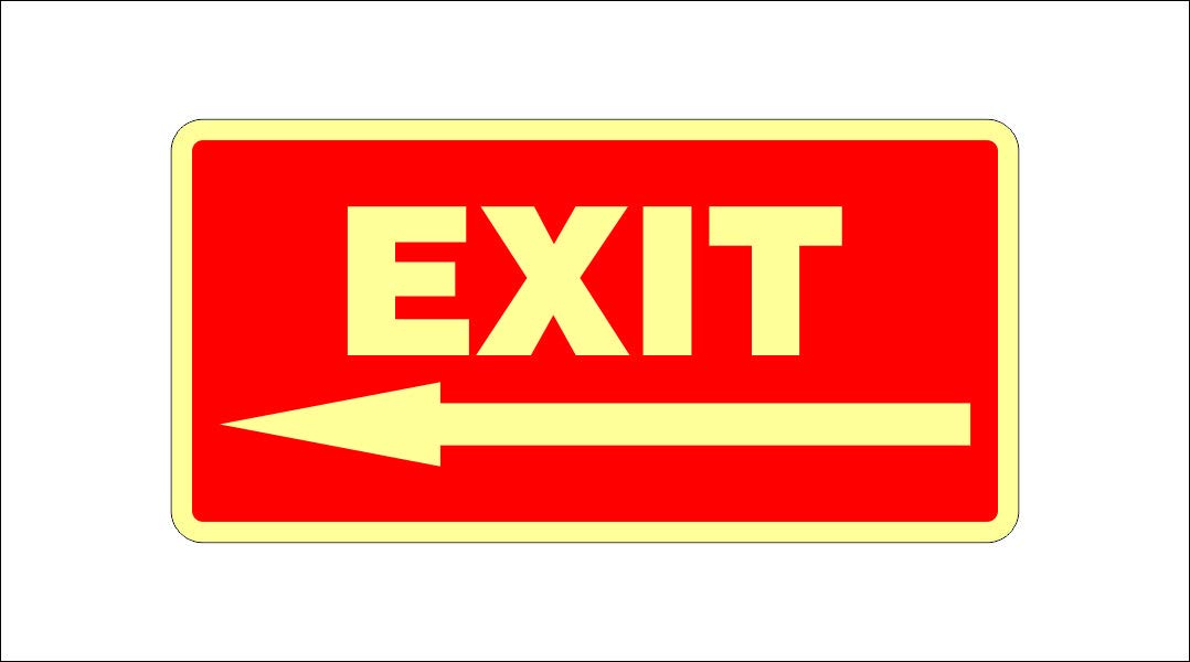 MINTKRAFT"EXIT" LEFT ARROW Sign Foam Sheet, Glow in Dark, UV Vinyl, Self-Adhesive, Indoor and Outdoor Use, 4 inches x 8 inches X 0.12 inches SLF695