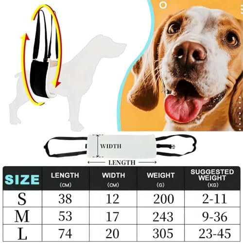 MHwan Tragehilfe Hund, Unterstütztes Gehen, Verbessertes Design der tragbaren Schnalle auf der Rückseite, Hochwertiges Wasserdichtes und Schmutzabweisendes PU-Leder und Flauschig Weiches Material (M)