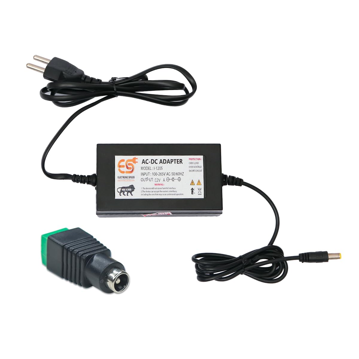 Electronic Spices Combo of 12V 5A DC Power Supply Adapter with 5.5mm x 2.5mm DC Power Jack Female BNC Connector-image-37
