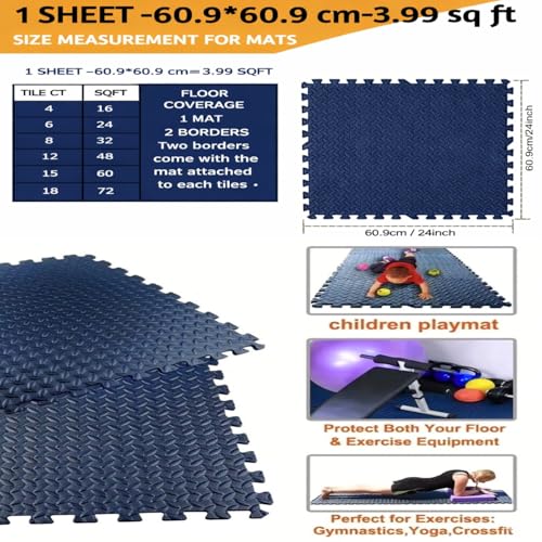 Image of 1 Inch /25mm Gym Floor mat Rubber for Heavy Workout Puzzle Floor mat for Home Exercise, Gym Equipment mat Interlocking Eva Foam Flooring Rubber Tiles Yoga, Kids Gym Mats for Floor