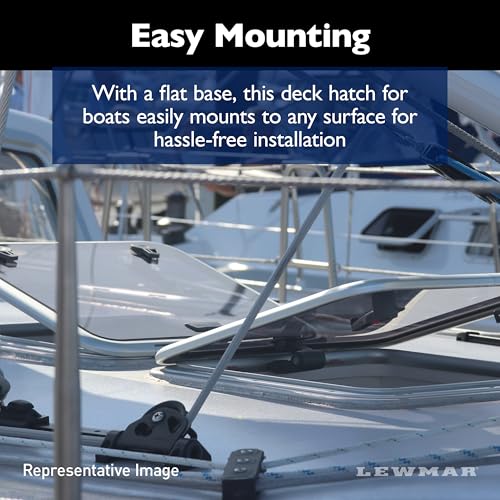 Image of Lewmar Flat Base Ocean Boat Hatch - Size 30, Corrosion-Resistant Anodized Aluminum Frame, CE-Certified, Lockable Handle, Friction Levers Open in All Positions Up to 90 Degrees
