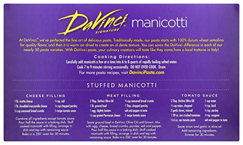 Davinci Signature, Cannelloni-Manicotti Pasta, 8 Ounce Resealable Bags (Pack Of 12) #TOP3
