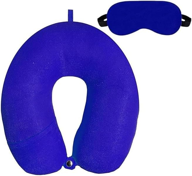 AvolusionPremium Travel Neck Pillow and Eye Mask, Travel Essential, Neck Pain Relief for Flights & Cars, Air Pillow, Neck Supportive Car Cushion for Ultimate Neck Rest Cervical Pillow