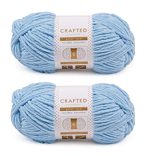 Image of Crafted By Catherine Blanket Solid Yarn - 2 Pack (213 Yards Each Skein), Light Blue, Gauge 6 Super Bulky
