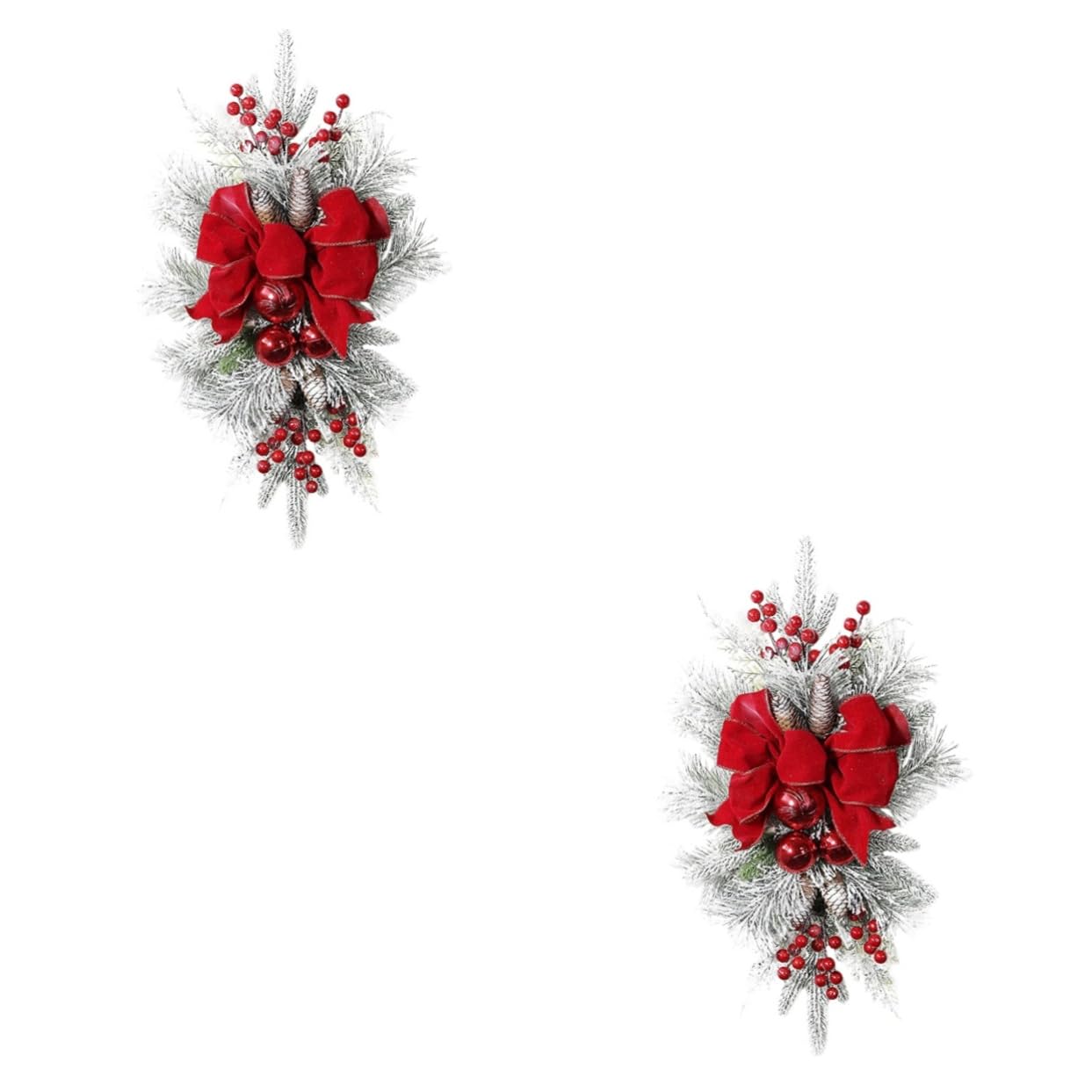 Couronne de Noël avec nœud rouge pour décoration murale et porte