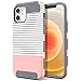 Produktbild ULAK iPhone 12 Hülle, iPhone 12 Pro Bunt Hybrid Handyhülle 2 in 1 Stoßfest Schutzhülle Tasche Hart PC + Weiche Silikon Case Cover für Apple iPhone 12/iPhone 12 Pro 6,1 Zoll 2020 - Roségold