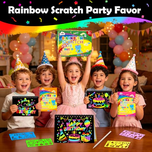 Image of ZMLM 48 Pack Rainbow Art Scratch Notebooks for Kids Birthday Party Favors