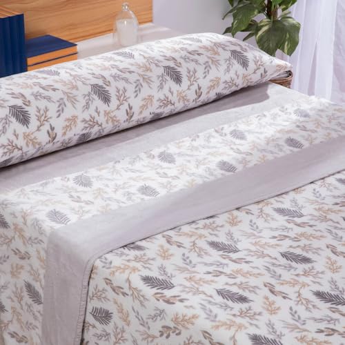 Acomoda Textil - Juego de Sábanas Coralina. Juego de Sábanas 3 Piezas de Invierno. Ropa de Cama Ajustable, Suave y Cálida Fácil Mantenimiento. (Alari Gris, 135 cm)
