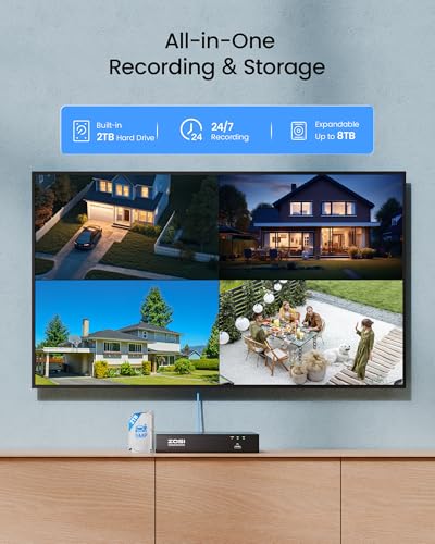 Image of ZOSI 4K PoE Security Camera System Outdoor, 8CH PoE NVR (16CH Expandable) with 2TB HDD, 8 x 5MP 3K Bullet IP Cameras Indoor, Human Vehicle Detection, 120ft Night Vision, Remote Access, 24 /7 Recording
