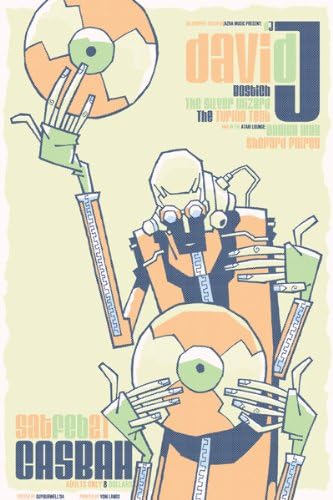 David J 21/2/04 Limited Edition Silkscreen Music Poster by Guy Burwell Original Signed and Numbered Featuring: David J, Point Loma, Silver wizard, Turine Test