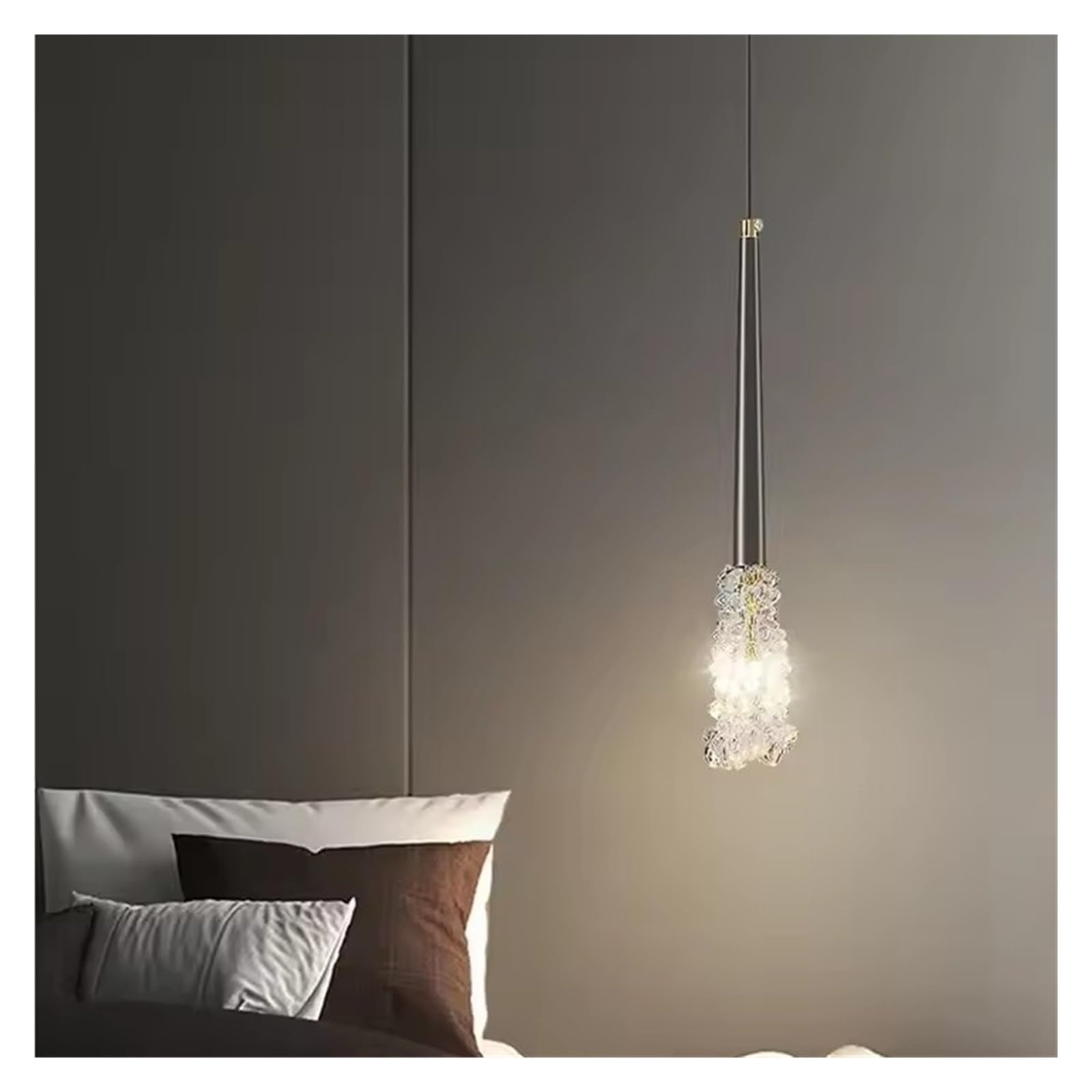 Olskfuh Onecolor Bedroom Bedside Crystal Chandelier Modern Luxury Restaurant Living Room Background Wall Simple Creative Copper Lighting,-1 Head