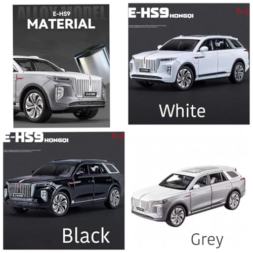 Image of LONGMIRE 1:24 HONGQI Red Flag E-HS9 Toy Car Model, Diecast Collectible Pull Back Model Car with Sound and Light, Toy Gift Vehicles for Adults Kids Boys Girls【Color As Per Stock】