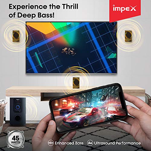 Image of Impex Santo 45 Watts 5.1 Channel Multimedia Speaker System with USB /SD /MMC Card /Bluetooth /FM Radio & Remote Function (Black)